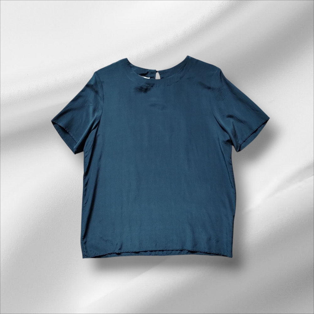 Elegant Teal Short Sleeve Blouse